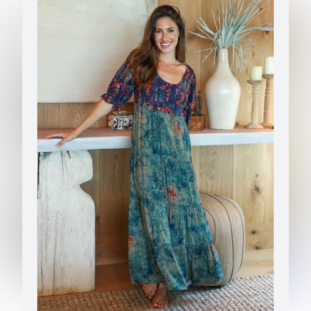 NATURAL LIFE Floral Maxi Dress - Blue and Red